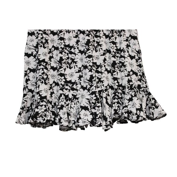 NWT LOFT Skirt Size Large Flowy Black White Floral Pull On Elastic Waist Preppy - Picture 4 of 9